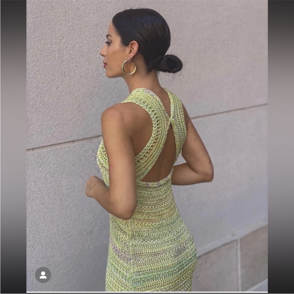 Zara Lime Crochet Cross-Back Dress